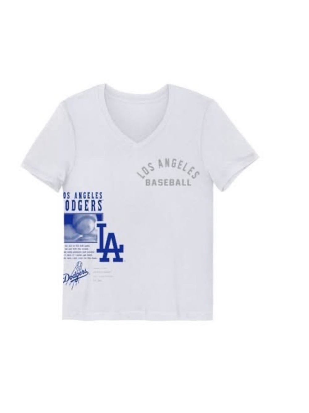 Genuine Merchandise Kids White V-Neck Dodgers Graphic Tee